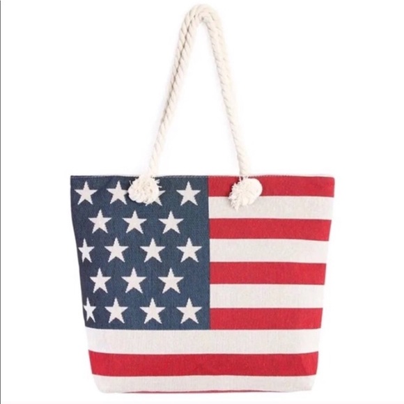 Zip Up American Flag Tote - Picture 2 of 3